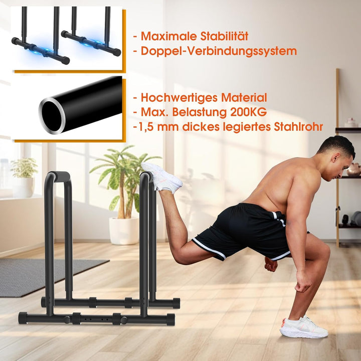 DH FitLife Dip Barren Bars | Dip Station | Kraftstation Fitnessgerät für Zuhause | Parallettes Calis