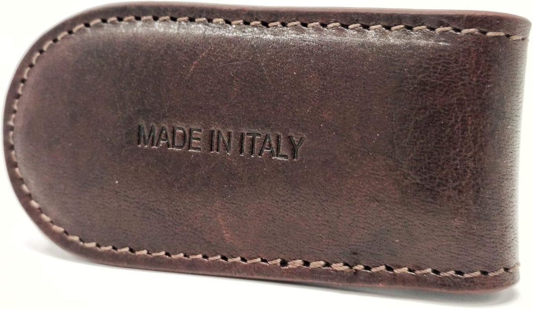 Mauro Pelletteria Magnetische Geldklammer aus Leder - Italienisches Premium-Handwerk Banknotenclip (