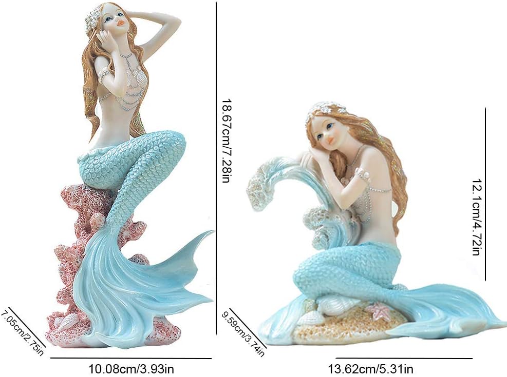 Rayberro Meerjungfrau-Badezimmer-Dekor, Meerjungfrau-Geschenke für Mädchen, 18.5 cm hohe Figur für Z