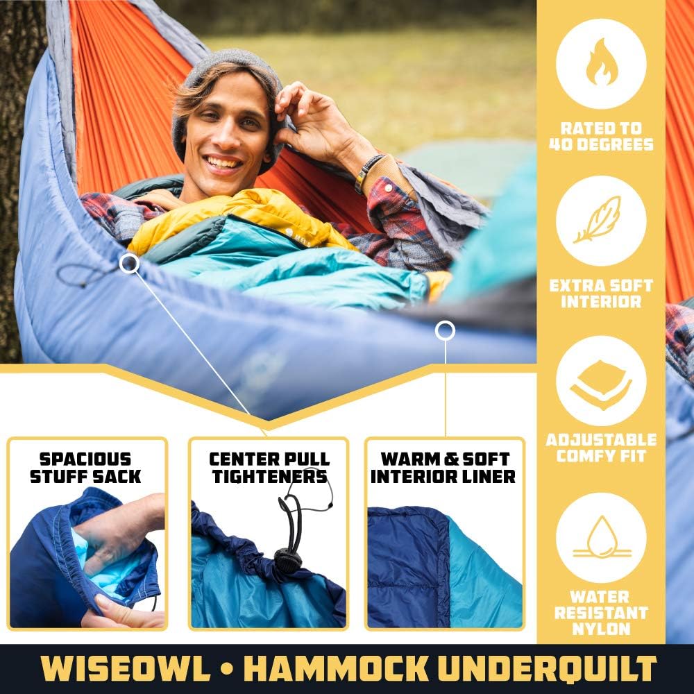 Wise Owl Outfitters Hängematte, Unterbettdecke für Einzel- und Doppelhängematten, warme 4 Jahreszeit