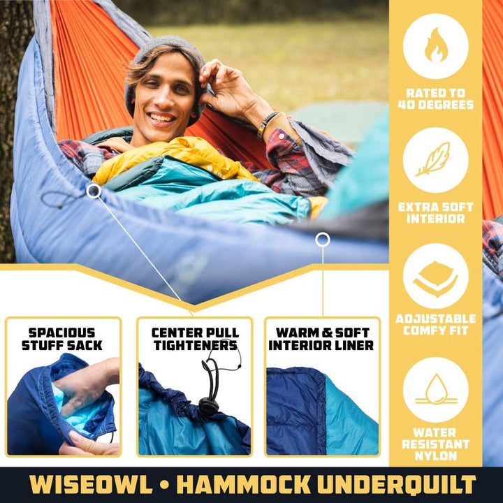Wise Owl Outfitters Hängematte, Unterbettdecke für Einzel- und Doppelhängematten, warme 4 Jahreszeit