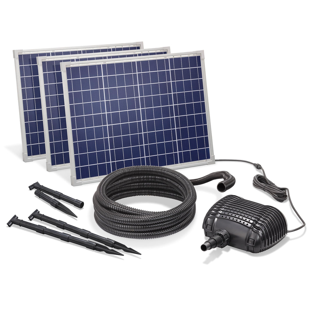 Solar Bachlaufset 150W Solarmodul 5000 l/h Förderleistung 3m Förderhöhe inkl. 5m Schlauch 32mm Bachl