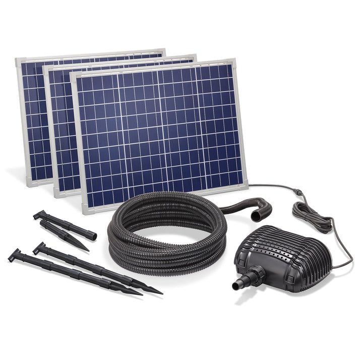 Solar Bachlaufset 150W Solarmodul 5000 l/h Förderleistung 3m Förderhöhe inkl. 5m Schlauch 32mm Bachl
