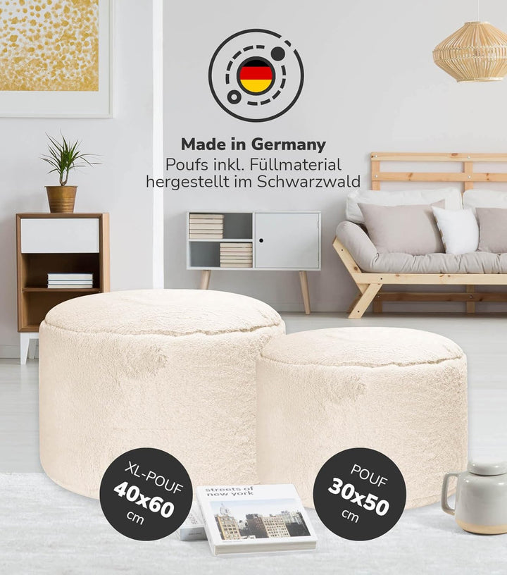mokebo Pouf XL aus Kunstfell 'Der Flauschige', Flauschiger Fusshocker oder Sitzpouf in Faux fur in B