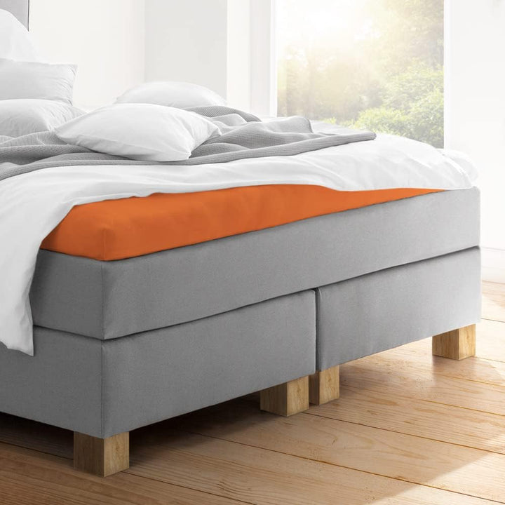 ESTELLA Topper-Spannbetttuch Zwirnjersey | Terracotta | 100x200 cm | passend für Topperhöhen von 7-1