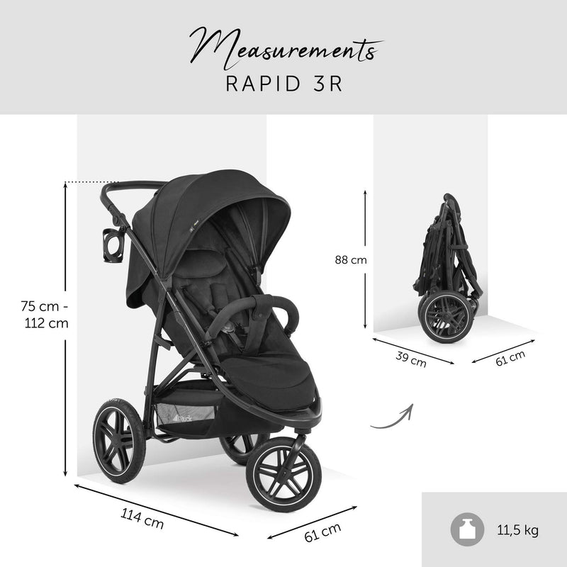 Hauck Dreirad Buggy Rapid 3R bis 25 kg & Universal Sitzauflage für Buggys, Kinderwagen, Fahrradanhän