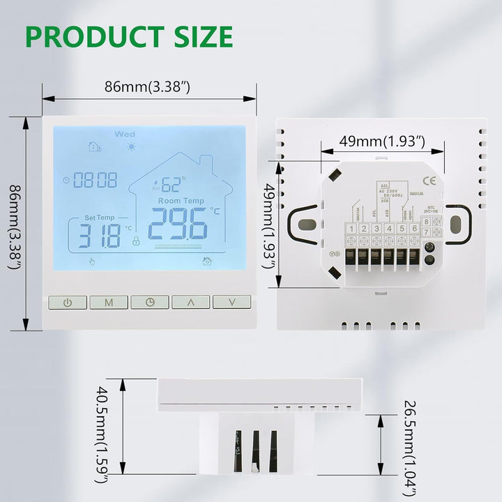 Wengart Digitaler Thermostat WG905,Anzeige der Luftfeuchtigkeit im Innenbereich Programmierbarer The