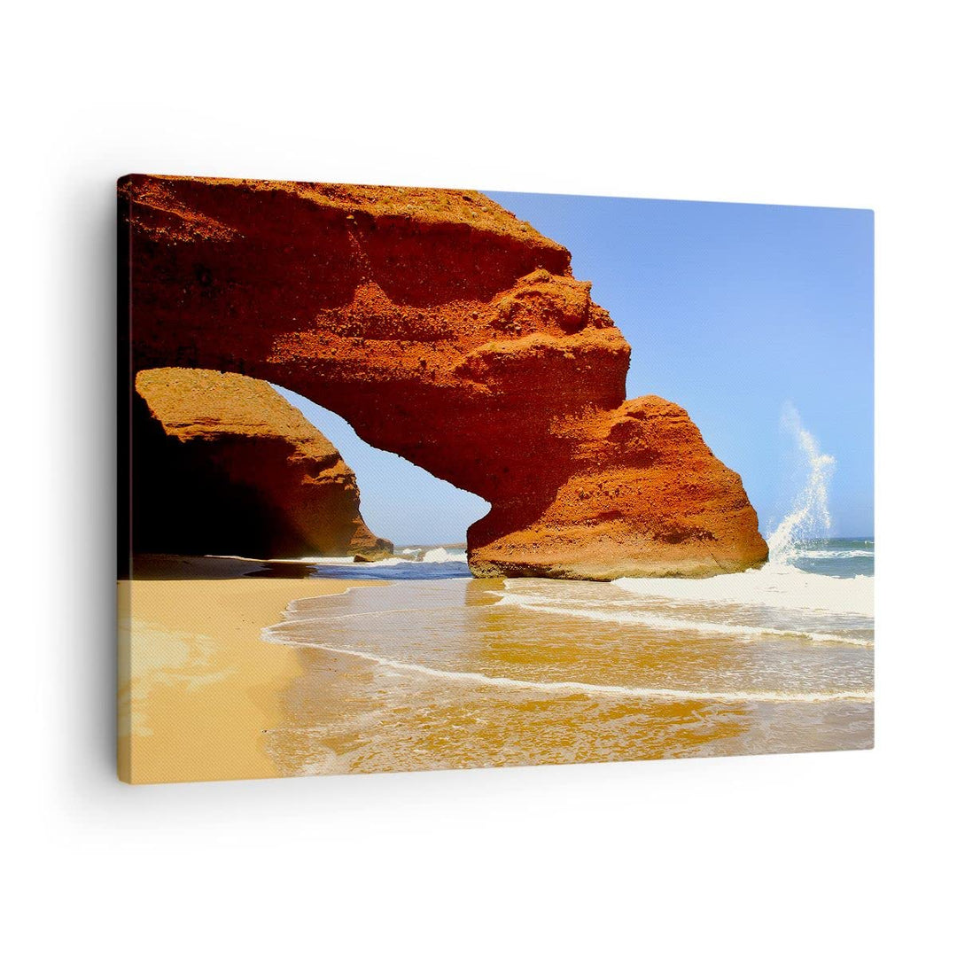 Bilder auf Leinwand Felsen Sandstein Ozean Natur Leinwandbild 70x50cm Wandbilder Dekoration Wohnzimm