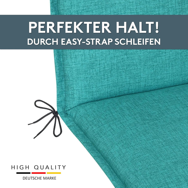 LILENO HOME Gartenstuhl Auflagen als [2er Set - Niedriglehner] in Aqua - Bequeme Liegen als Sitzaufl