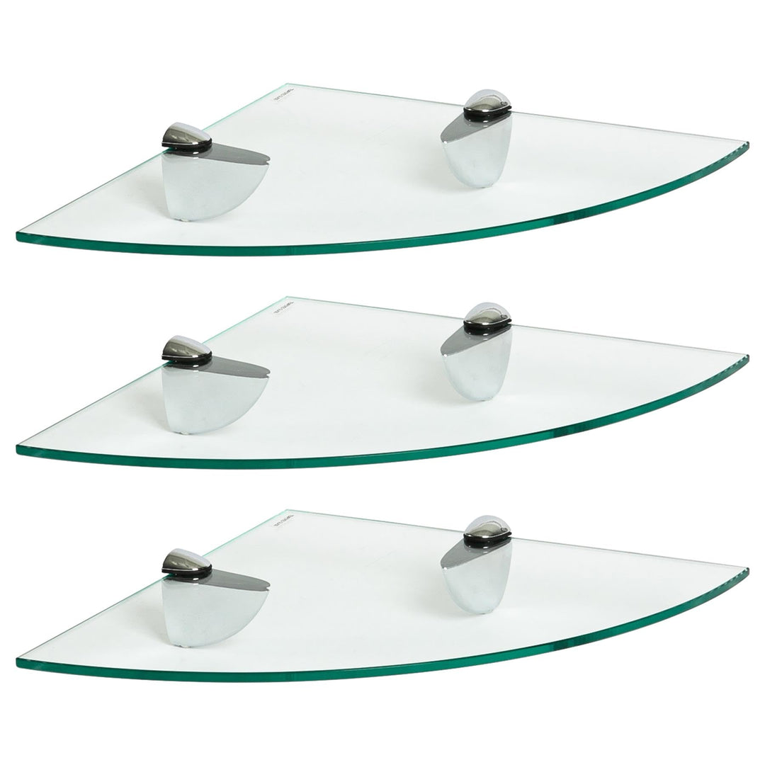 Harbour Housewares 3X Klar 30cm Schwebende Eckregale aus Glas - Badezimmer Dusche Küche Regale Lager