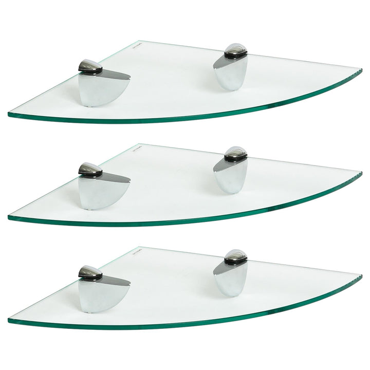 Harbour Housewares 3X Klar 30cm Schwebende Eckregale aus Glas - Badezimmer Dusche Küche Regale Lager
