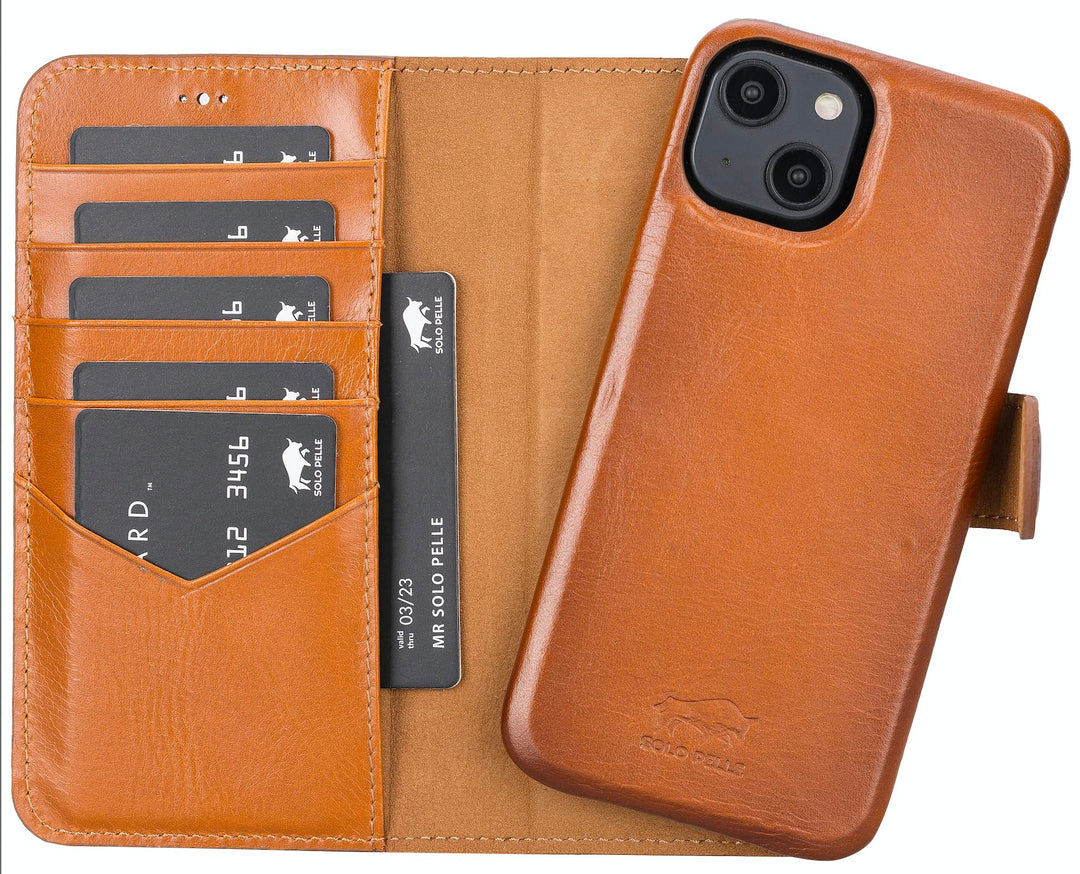Solo Pelle Lederhülle kompatibel für iPhone 14 Plus in 6.7 Zoll abnehmbare Hülle (2in1) inkl. Karten
