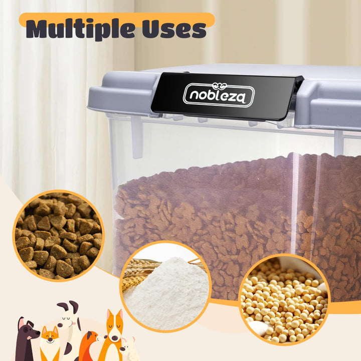 Nobleza - Futterbehälter für Haustiere 30 L, für Haustiere, Lebensmittelbox mit Rädern, Klappdeckel,