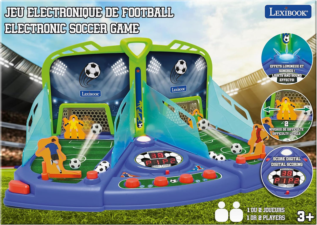 Lexibook, elektronisches Fussballspiel mit Licht- und Soundeffekten für 2 Spieler, Blau/Grün, JG945