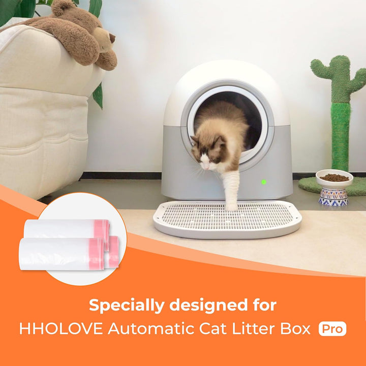 HHOLOVE Selbstreinigende Katzentoilette Müllsack, Katzentoilettenbeutel mit Zugbändern, 3 Rollen, 60
