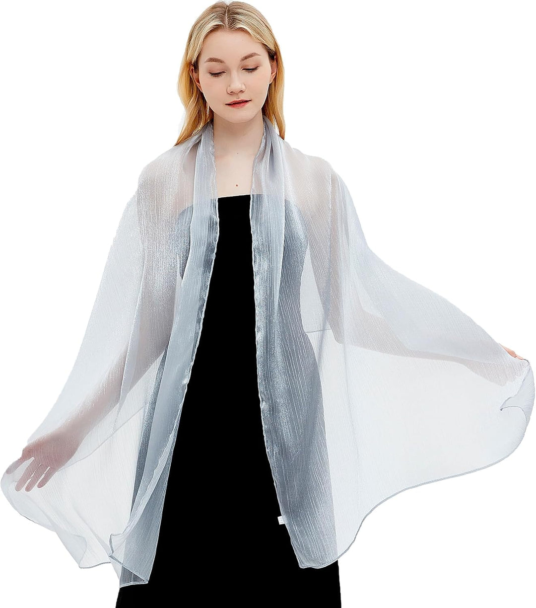 Gragengs Damen Schals und Wraps für Abendkleider Leichte Sheer Crepe Tücher Shimmer Hochzeit Party S