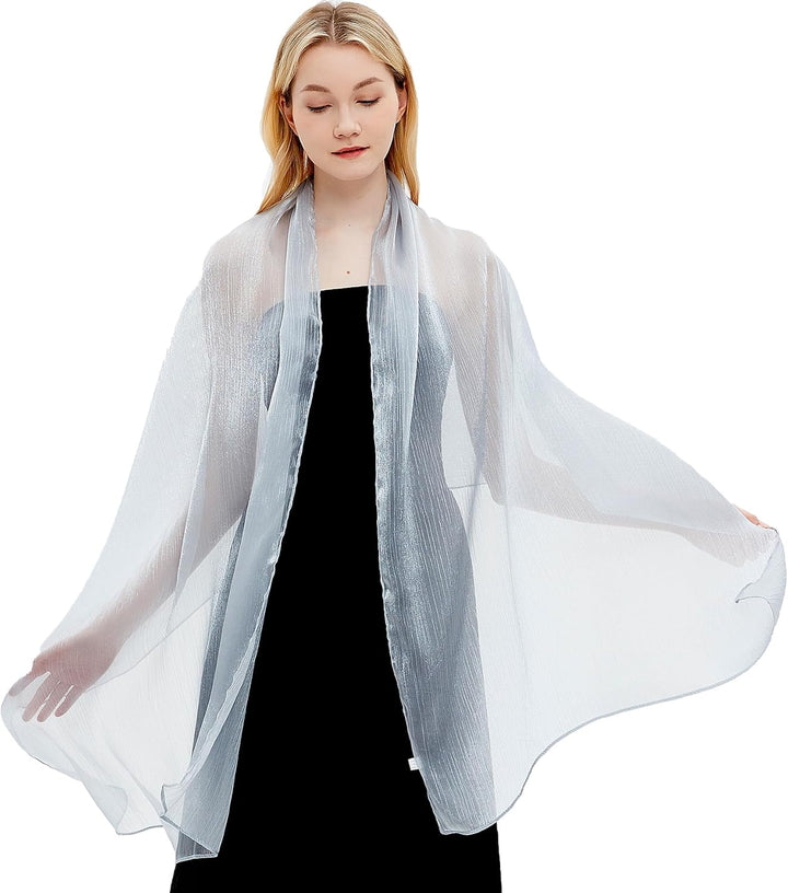 Gragengs Damen Schals und Wraps für Abendkleider Leichte Sheer Crepe Tücher Shimmer Hochzeit Party S