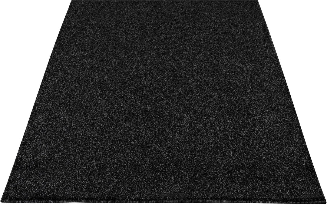 Läufer Teppich 60x100 cm Anthrazit, Kurzflor, Einfarbig, Modern, Rechteckig, rutschfest, Pflegeleich