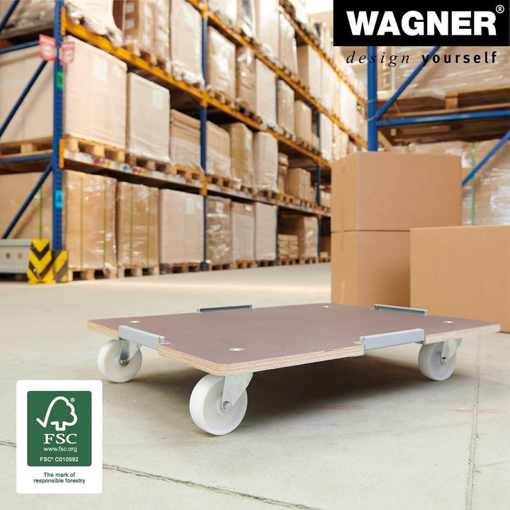 Wagner Transporthilfe MM 1379 I 80 x 60 x 13,5 cm - Tragkraft 400 kg I ideal für schwer beladene Sta