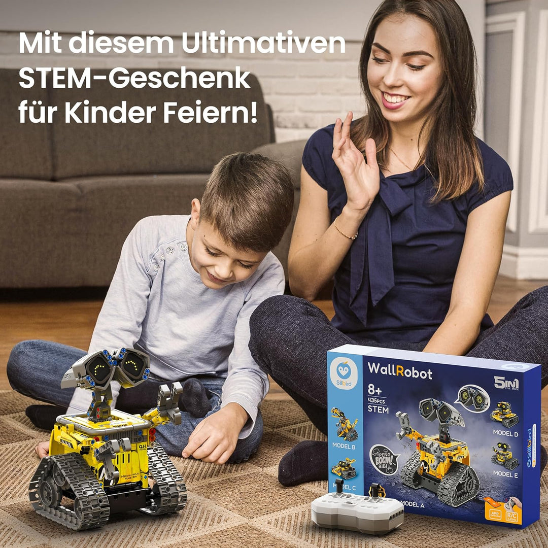 Sillbird Roboter Kinder für Jungen, 3-in-1-Technik Roboter mit App-Fernsteuerung, Wall/Mech Dinosaur