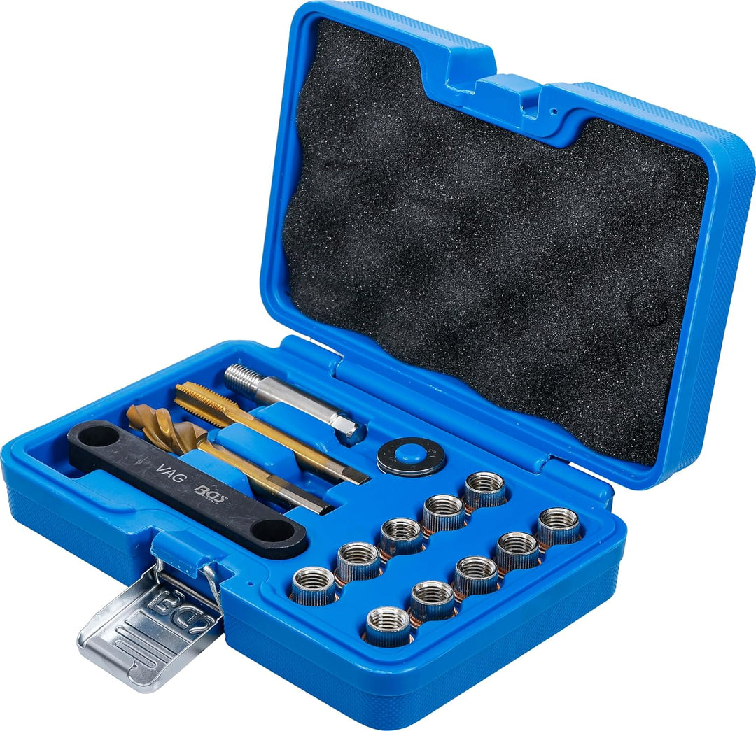 BGS 8408 | Reparatur-Satz für Bremsgewinde | 15-tlg. | für VAG | M12 x 1,5 mm | Bremssattel | Führun