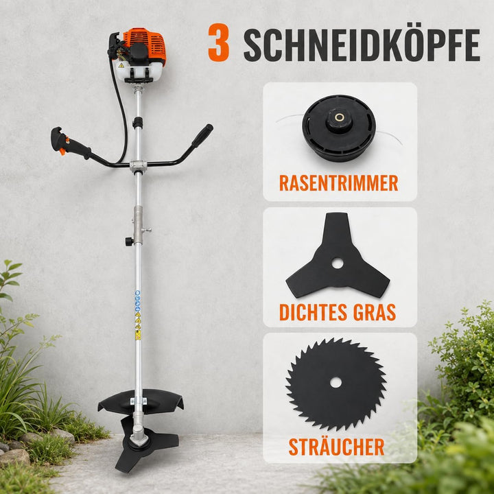 Benzin Motorsense Freischneider 42,7ccm, Rasentrimmer mit 6500 U/min | 2-Takt Motor Garten-Multitool