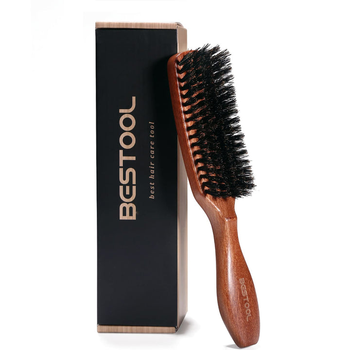 BESTOOL Haarbürste, Wildschweinborsten Bürste für Damen Herren Kinder zum Entwirren & Stylen, Naturb