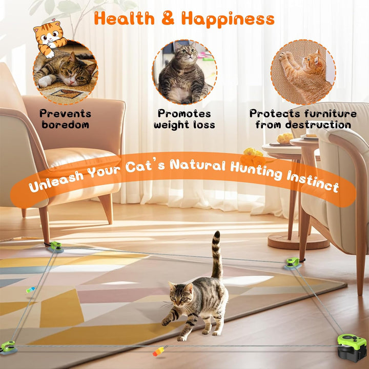 ITSHINY Katzenspielzeug Elektrisch, Katzenspielzeug Selbstbeschäftigung mit anpassbaren Laufwegen, A