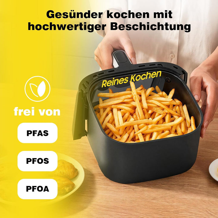 Airfryer XL 6L, Heissluftfritteuse mit Sichtfenster, Heissluftfriteuse mit Touch Screen, 9 Programme