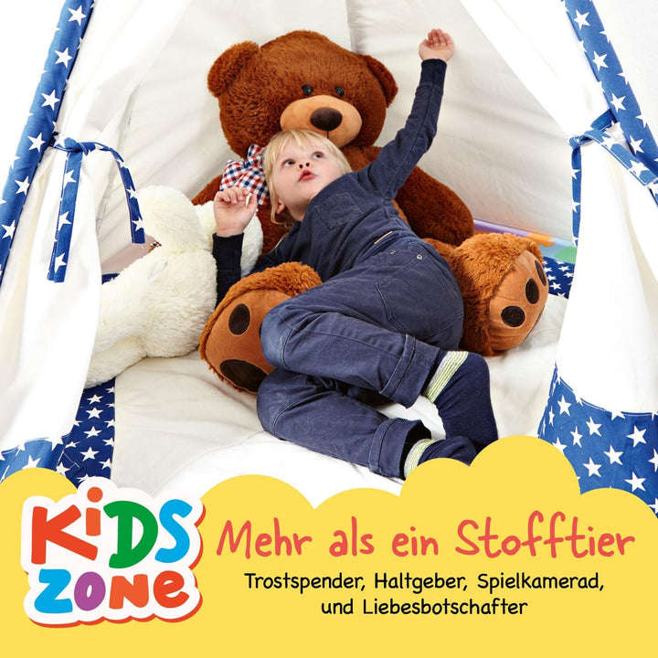 Lumaland XXL-Teddy mit Knopfaugen | Höhe: 120 cm | Süsser Jumbo-Kuschelbär aus hochwertigem Plüsch V