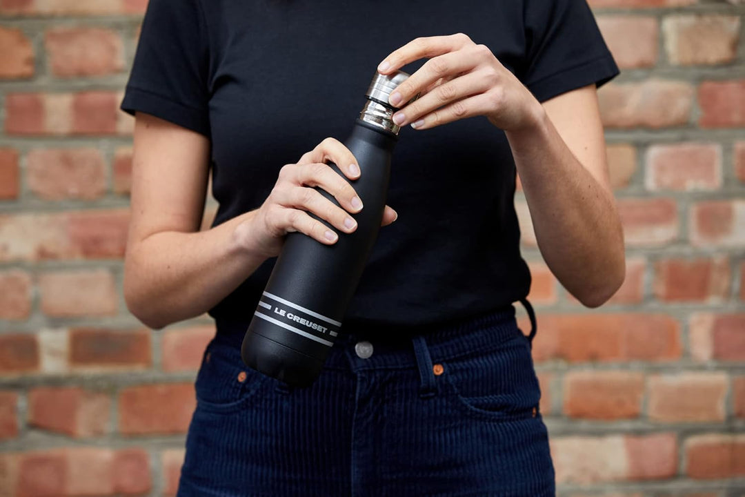 Le Creuset Trinkflasche, Edelstahl, 0.5 L, Schwarz Matt, 41208500000000, Schwarz Matt
