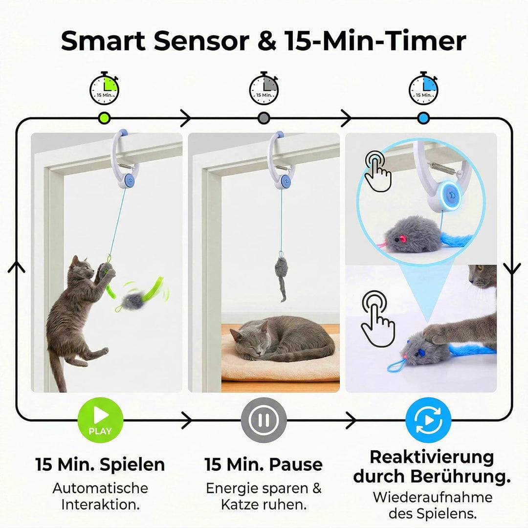 Automatisches Katzenspielzeug Interaktiv für Wohnungskatzen, Hängendes Spielzeug zur Selbstbeschäfti