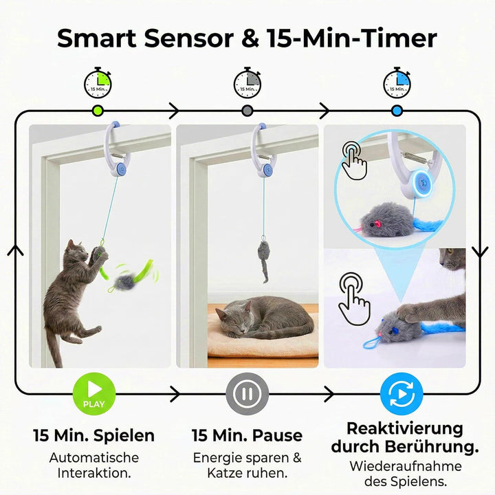 Automatisches Katzenspielzeug Interaktiv für Wohnungskatzen, Hängendes Spielzeug zur Selbstbeschäfti