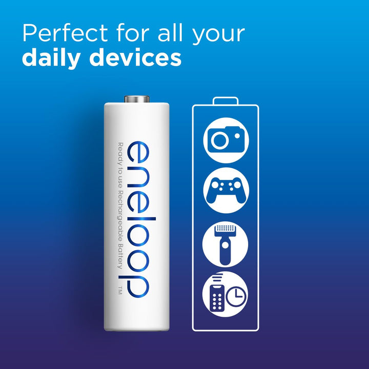 eneloop Smart Ladegerät, für 1-4 AA/AAA NI-MH Akkus & AAA/Micro NI-MH Akku, 4er-Pack, Kapazität mit
