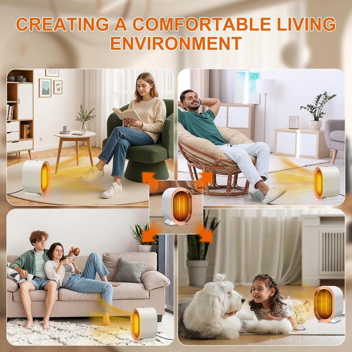 Heizlüfter, 1200W Heizung Tragbar Heizstrahler baby Heizlüfter Leise Heater 2 Heizleistungen PTC Hei