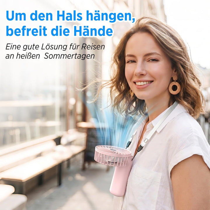 Lepwings Handventilator, Mini Ventilator USB Wiederaufladbar, 5,5-16 Std. Laufzeit, 4 Windgeschwindi