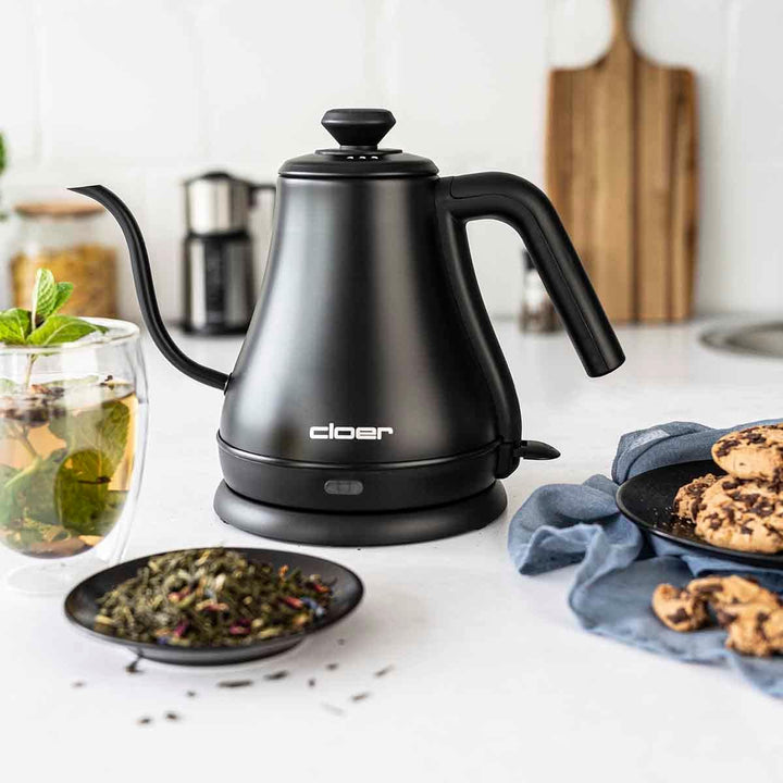 Cloer 4960 Wasserkocher Gooseneck mit geschwungenem Ausguss, abnehmbarer Deckel, 1000 W, Füllmengenm