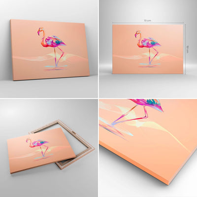 ARTTOR Bilder auf Leinwand Flamingo Vogel Wasser Leinwandbild 70x50cm Wandbilder Dekoration Wohnzimm