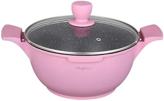 Kochtopf Kasserolle Topf Set 6-tlg mit Glasdeckel pink CF-LC 01