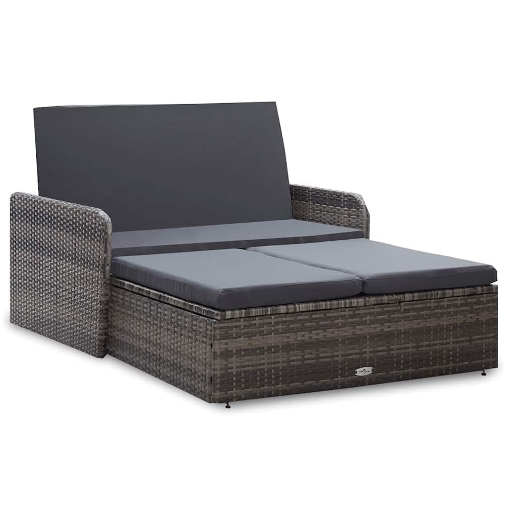 vidaXL Gartenmöbel 2-TLG. mit Auflagen Speicherfunktion Sitzgruppe Lounge Sofa Hocker Gartensofa Gar