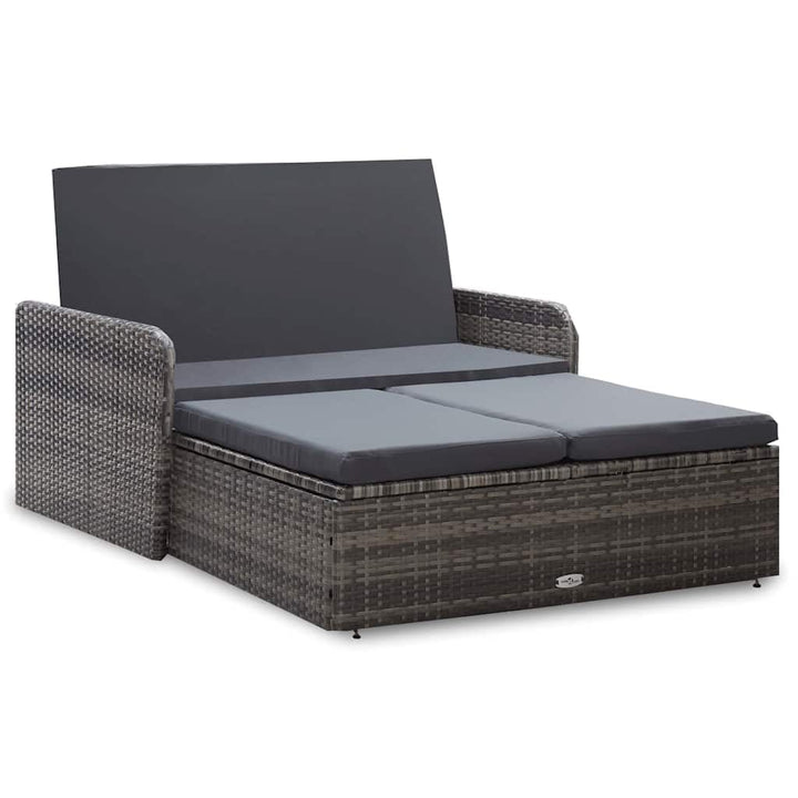 vidaXL Gartenmöbel 2-TLG. mit Auflagen Speicherfunktion Sitzgruppe Lounge Sofa Hocker Gartensofa Gar