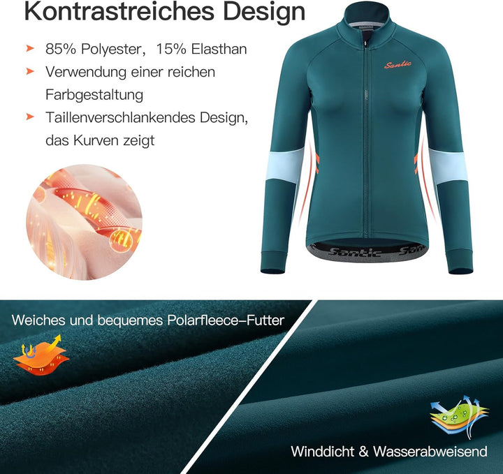Santic Fahrradjacke Damen Winter Thermo Jacken Winddichte Laufjacke Leichte Atmungsaktiv Langarm Ref