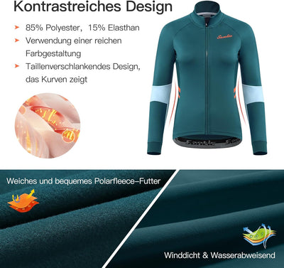 Santic Fahrradjacke Damen Winter Thermo Jacken Winddichte Laufjacke Leichte Atmungsaktiv Langarm Ref