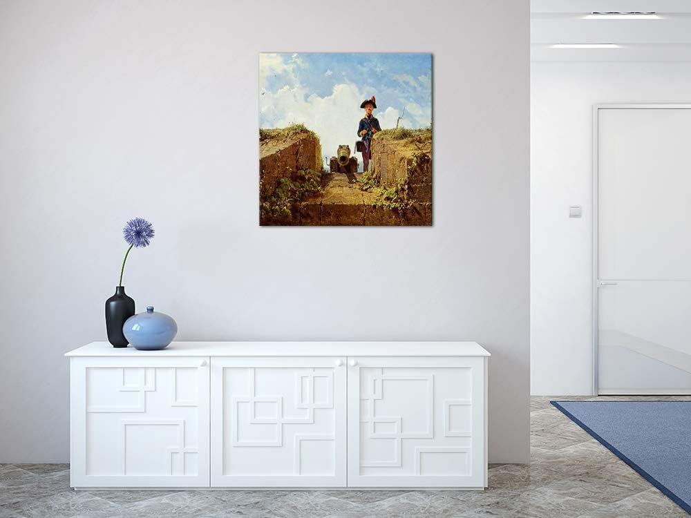 Bilderdepot24 Bild auf Leinwand | Carl Spitzweg Der strickende Vorposten in 80x80 cm als Wandbild |