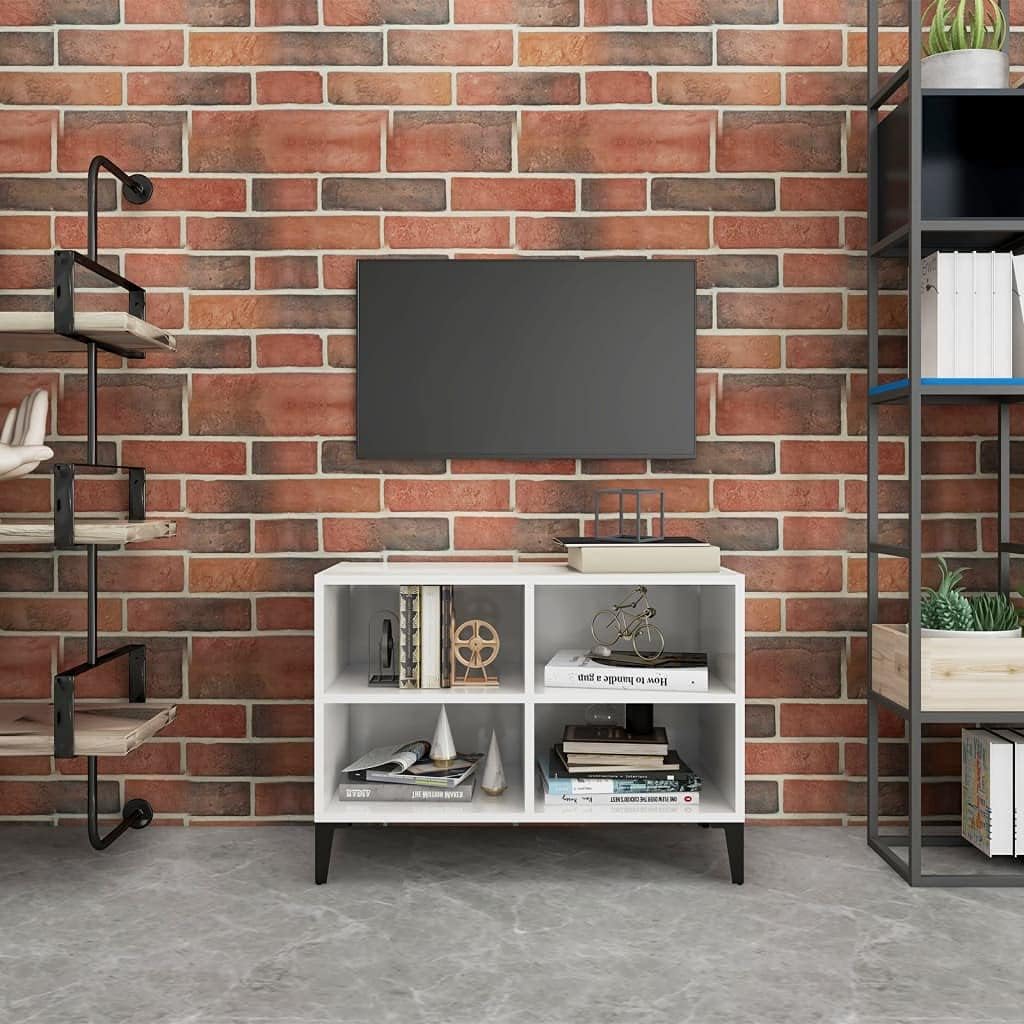 vidaXL TV Schrank mit Metallbeinen 4 Fächern Lowboard Sideboard Fernsehschrank Fernsehtisch TV Möbel