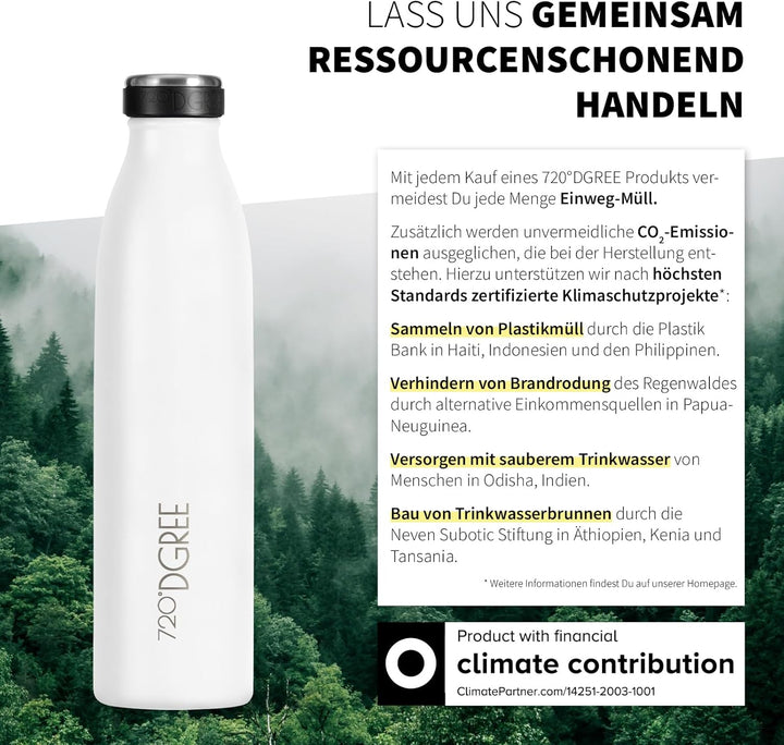 720°DGREE Edelstahl Trinkflasche “milkyBottle” - 750ml - BPA-Frei, Auslaufsicher, Kohlensäure geeign