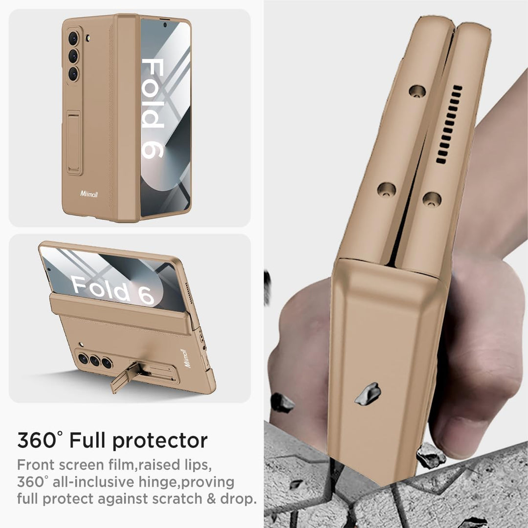 Miimall Kompatibel mit Samsung Galaxy Z Fold 6 Hülle mit Displayschutz+Magnetischer Scharnierschutz,