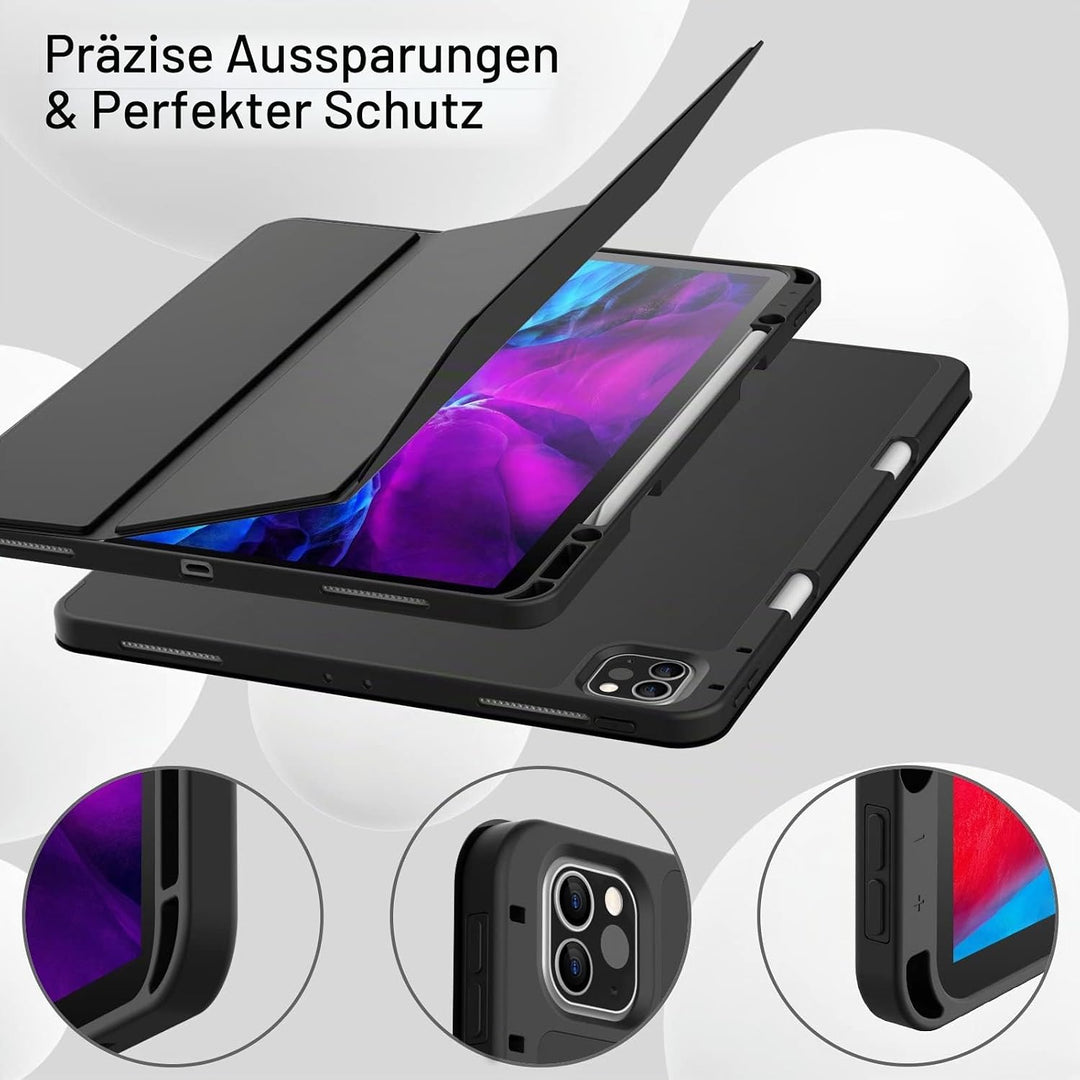 JETech Hülle für iPad Pro 12,9 Zoll (Modell 2020/2018, 4./3. Generation) mit Stifthalter, Pencil Auf