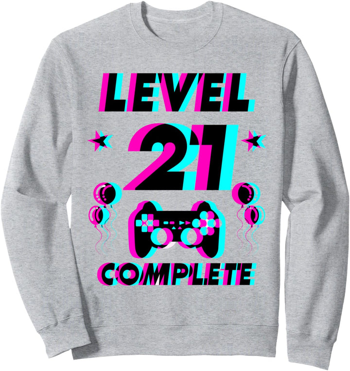 Level 21 Complete 21. Geburtstag - Zocker Gaming Vaporwave Sweatshirt
