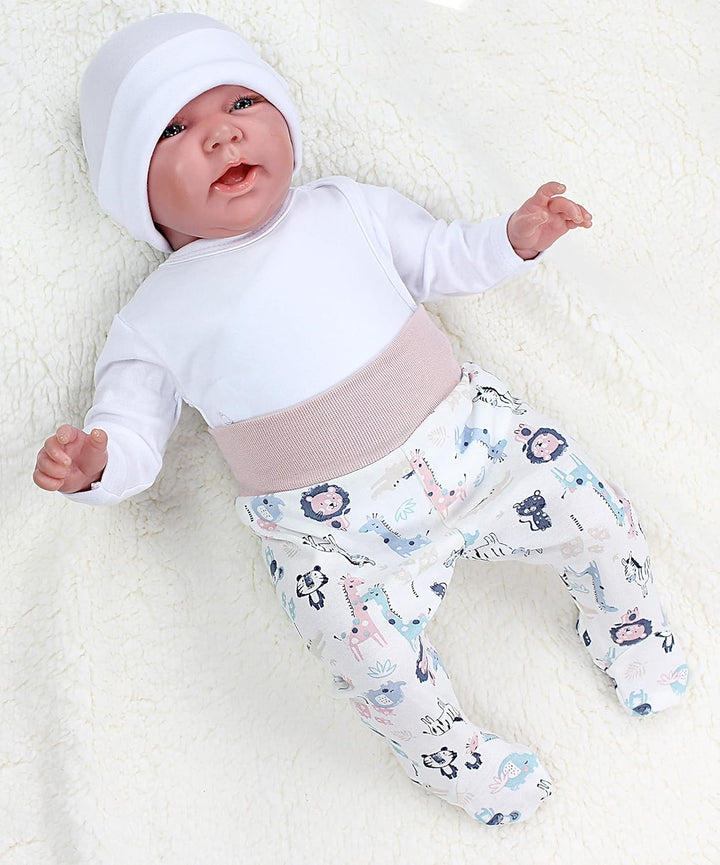 TupTam Baby Unisex Langarm Wickelbody Print/Uni 5er Pack 56 Weiss, 56 Weiss